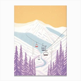 Lake Louise Ski Resort   Alberta, Canada, Ski Resort Pastel Colours Illustration 1 Canvas Print