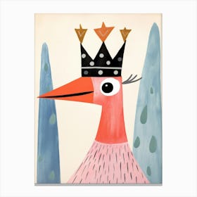 Little Flamingo Wearing A Crown Canvas Print