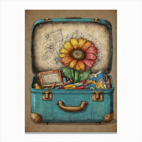 Flower In A Suitcase Canvas Print