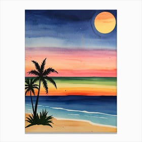 Sunset At The Beach 3 Canvas Print