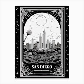 San Diego, United States, Tarot Card Travel  Line Art 1 Canvas Print