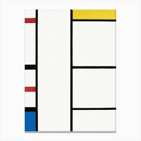 Composition With Red, Yellow, And Blue, Cubism Art, Piet Mondrian Canvas Print