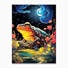 Frog In The Moonlight Canvas Print