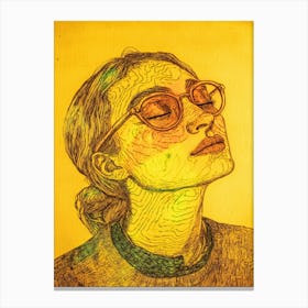 Portrait Of A Woman With Glasses 1 Canvas Print