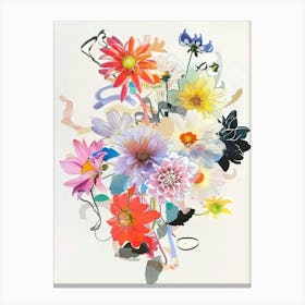 Dahlia Collage Flower Bouquet Canvas Print