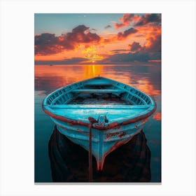 Small Boat At Sunset Canvas Print