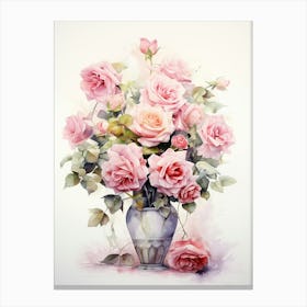 Rose Radiance: Vase Wall Art Canvas Print