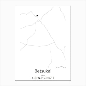 Betsukai,Japan Minimalist Map Canvas Print