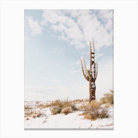 Snowy Saguaro Desert Canvas Print