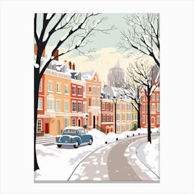 Vintage Winter Travel Illustration Richmond England 2 Canvas Print