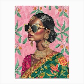 Indian Woman In Sunglasses 4 Canvas Print