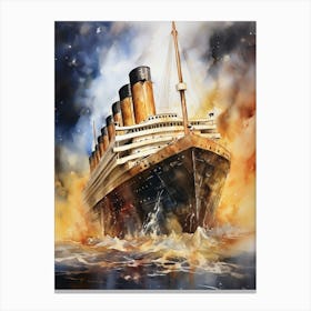 Titanic Ship Watercolour Painting 3 Canvas Print