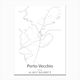 Porto Vecchio,France Minimalist Map Canvas Print