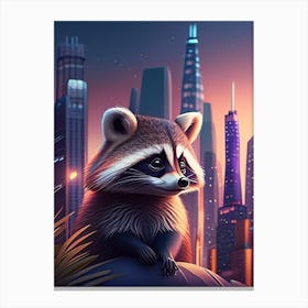 Raccoon In The City Canvas Print