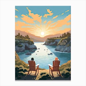 Big Sur California, Usa, Graphic Illustration 4 Canvas Print