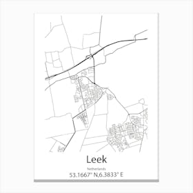 Leek,Netherlands Minimalist Map Canvas Print