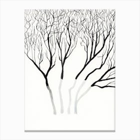 Black And White ink painting drawinf minimalist minimalist minimal line branches tree nature Canvas Print
