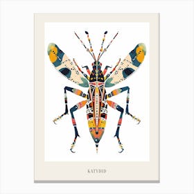 Colourful Insect Illustration Katydid 11 Poster Canvas Print
