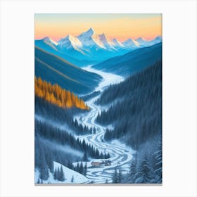 Snowy Mountain Road Canvas Print