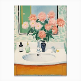 Bathroom Vanity Painting With A Chrysanthemum Bouquet 3 Canvas Print