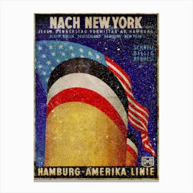 Vintage Travel Poster ― Nach New York Hamburg Amerika Linie Canvas Print