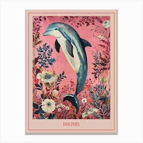 Floral Animal Painting Dolphin 3 Poster Canvas Print