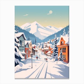 Vintage Winter Travel Illustration Whistler Canada 1 Canvas Print