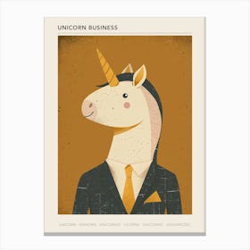 Unicorn In A Suit & Tie Mustard Muted Pastels 1 Poster Canvas Print