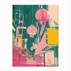 Kyoto Japan Pink Duotone Silkscreen 2 Canvas Print