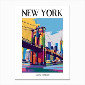 Brooklyn Bridge New York Colourful Silkscreen Illustration 4 Poster Canvas Print