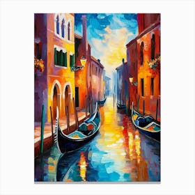 Venice Canals And Houses, Colorful Palette Knife 1 Toile