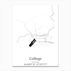 College Station,United States Minimalist Map 1 Canvas Print