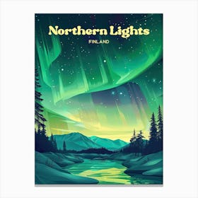 Northern Lights Finland Aurora Borealis Travel Art Toile