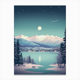 Winter Travel Night Illustration Lake Tahoe Usa 3 Canvas Print