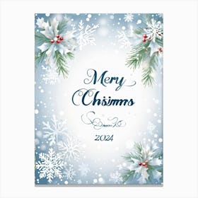 A Tasteful Composition Of Calligraphy Featuring The Text Merry Christmas 2024 Expertly Written In (7) Canvas Print