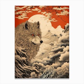 Red Fox Japanese Illustration 3 Canvas Print