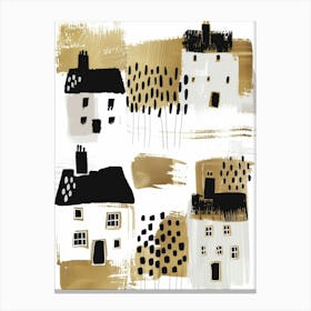 Houses In Gold And Black Canvas Print