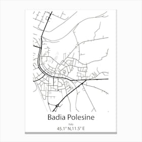 Badia Polesine,Italy Minimalist Map Canvas Print