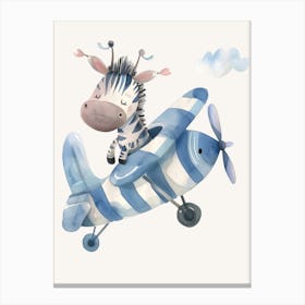 Zebra On A Plane Kids and Nursery Canvas Print