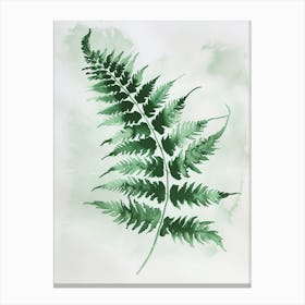 Green Ink Painting Of A Autumn Fern 3 Canvas Print