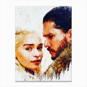 Daenerys Targaryen And Jon Snow Game Of Thrones Paint Canvas Print