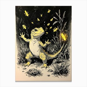 Lizard With Bees Canvas Print
