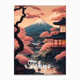 Tokyo Temple by Mount Fuji Canvas Print