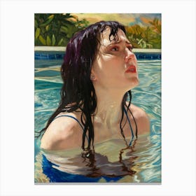 Woman In The Pool Canvas Print