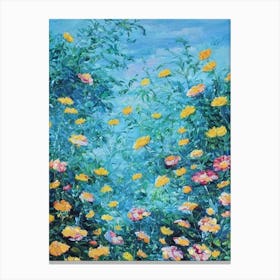 Marigold Floral Print Bright Painting Flower Canvas Print