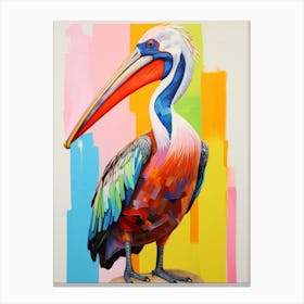 Colourful Bird Painting Brown Pelican Canvas Print