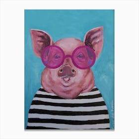 Stripy Pig Canvas Print