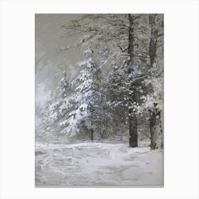 Winter Scene Landscape Drawing Wall Art Print Canvas Print