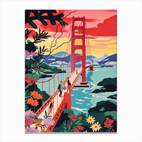 Tsing Ma Bridge, Hong Kong, Colourful 3 Canvas Print