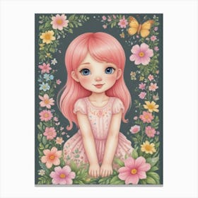 Little Girl With Pink Hair Canvas Print